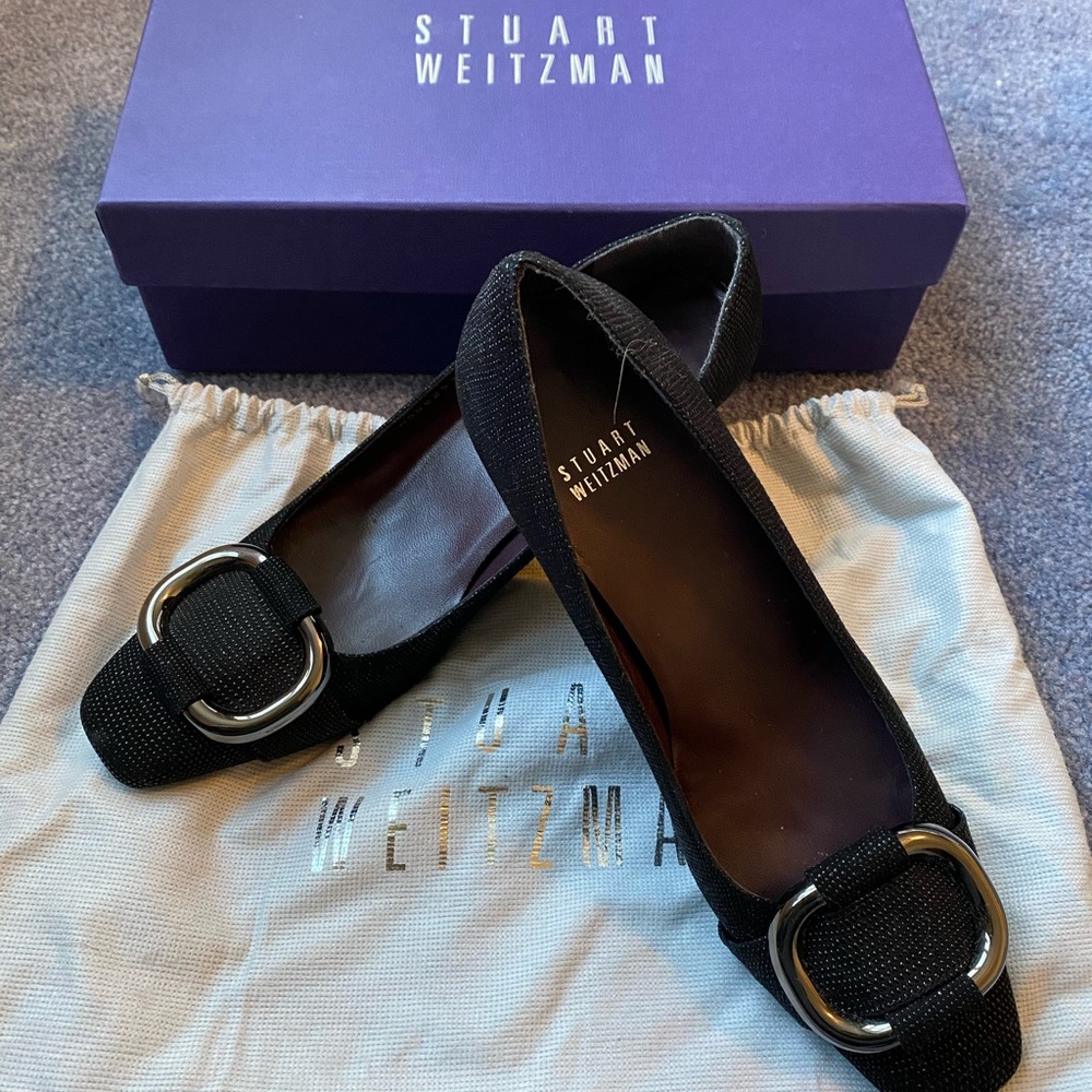 Brand New Stuart Weitzman Black Goosebump Heels